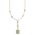 Sleeping Beauty Turquoise and Moissanite 1.85 ctw Celestial Medallion Coin Necklace 18 Inches in Vermeil Yellow Gold Over Sterling Silver - Sticky add to cart bar