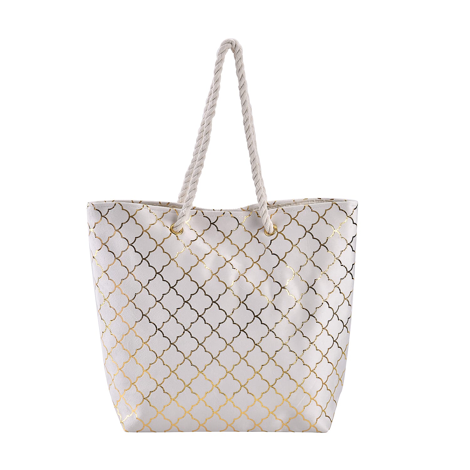 Foil Printed Rhombic Seamless Pattern Tote Bag (18.9x14.9"/13.4x5.5")