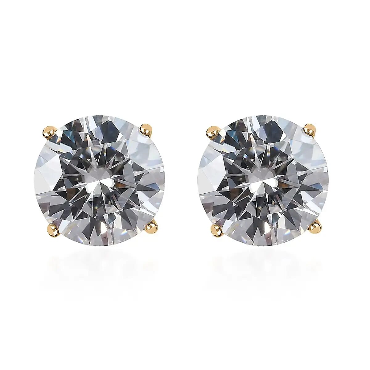 Luxoro 14K Yellow Gold Moissanite Solitaire Stud Earrings 1.85 ctw