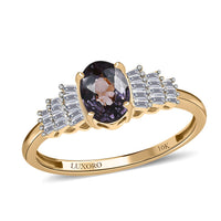 Luxoro 10K Yellow Gold AAA Gray Spinel and G-H I2 Diamond Ring (Size 10.0) 1.10 ctw