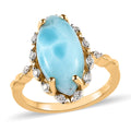 Larimar and White Zircon Ring in Vermeil Yellow Gold Over Sterling Silver 5.40 ctw - Sticky add to cart bar