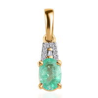 Luxoro 14K Yellow Gold AAA Boyaca Colombian Emerald and G-H I2 Diamond Pendant 0.80 ctw