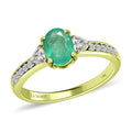 Luxoro 14K Green Gold Premium Boyaca Colombian Emerald and Moissanite Ring 1.00 ctw - Sticky add to cart bar