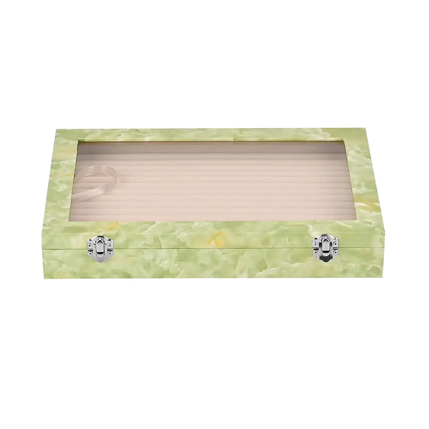 Green Leatherette Anti Tarnish Lining Ring and Earring Box (150 Slot) (14"x9.5"x2")