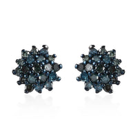 Blue Diamond Stud Earrings in Platinum Over Sterling Silver 0.25 ctw