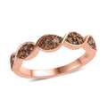 Natural Champagne Diamond Band Ring in Vermeil Rose Gold Over Sterling Silver (Size 10.0) 0.25 ctw - Sticky add to cart bar