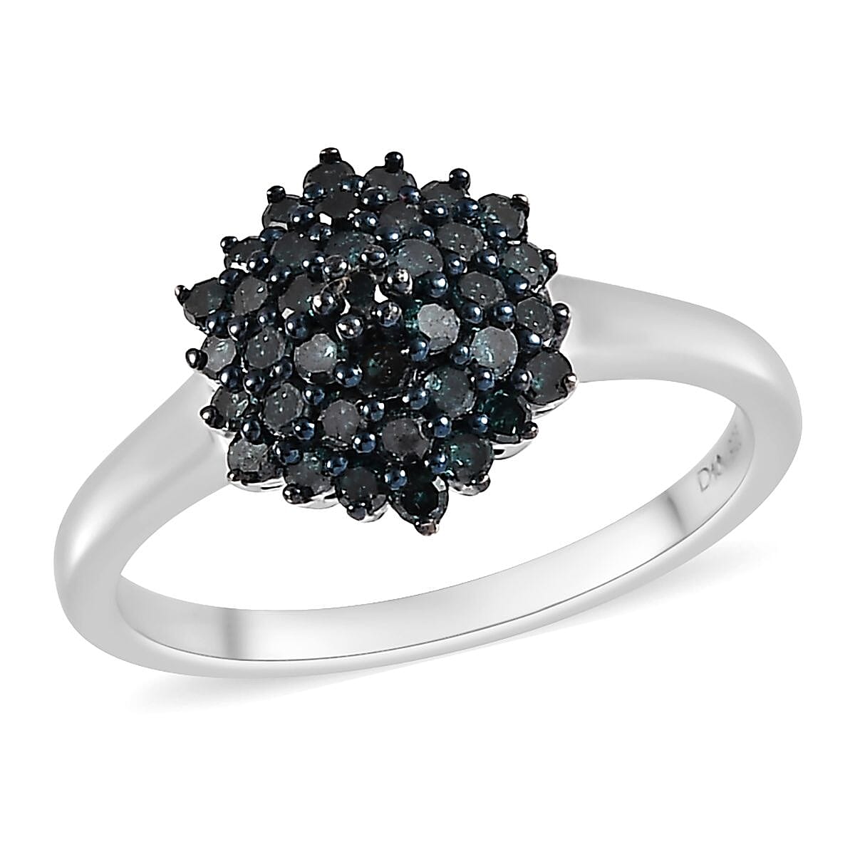 Blue Diamond (IR) Cocktail Ring in Platinum Over Sterling Silver (Size 6.0) 0.50 ctw