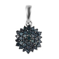 Blue Diamond Floral Pendant in Platinum Over Sterling Silver 0.50 ctw - Sticky add to cart bar
