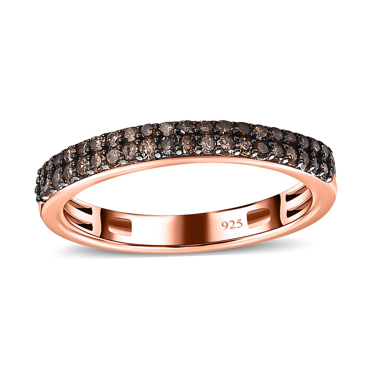Natural Champagne Diamond Signature Band Ring in Sterling Silver