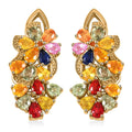 Rainbow Sapphire 5.60 ctw Floral Earrings in Vermeil Yellow Gold Over Sterling Silver - Sticky add to cart bar