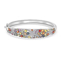 Rainbow Sapphire and White Zircon 7.30 ctw Starfish Bangle Bracelet in Rhodium Over Sterling Silver (7.50 In) - Sticky add to cart bar