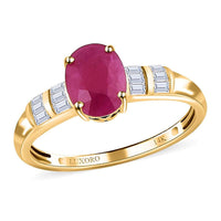 Luxoro 14K Yellow Gold AAA Mozambique Ruby and Moissanite Ring (Size 7.0) 1.70 ctw