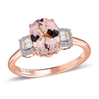 Luxoro 14K Rose Gold AAA Pink Morganite, Moissanite Ring (Size 10.0) 1.65 ctw