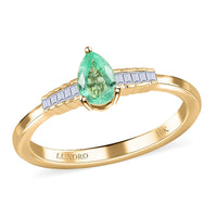Luxoro 14K Yellow Gold AAA Boyaca Colombian Emerald and G-H I2 Diamond Ring 0.50 ctw