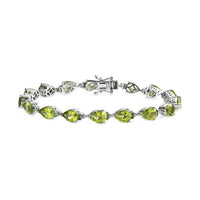 Premium Peridot and Chrome Diopside Bracelet in Rhodium Over Sterling Silver (8.00 In) 19.75 ctw