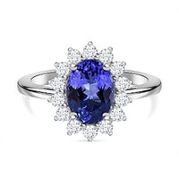 Tanzanite and Moissianite 1.83 ctw Ring in Rhodium Over Sterling Silver (Size 10.0)