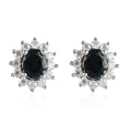 Monte Belo Indicolite and Moissanite Sunburst Stud Earrings in Platinum Over Sterling Silver 1.10 ctw - Sticky add to cart bar