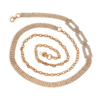 Gold Color Crystal Waist Belt with Buckle (51.18")