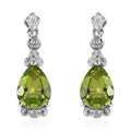 Premium Peridot and White Zircon Drop Earrings in Rhodium Over Sterling Silver 3.70 ctw - Sticky add to cart bar
