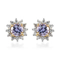 Tanzanite and White Zircon Sunburst Earrings in Vermeil Yellow Gold Over Sterling Silver 1.00 ctw - Sticky add to cart bar