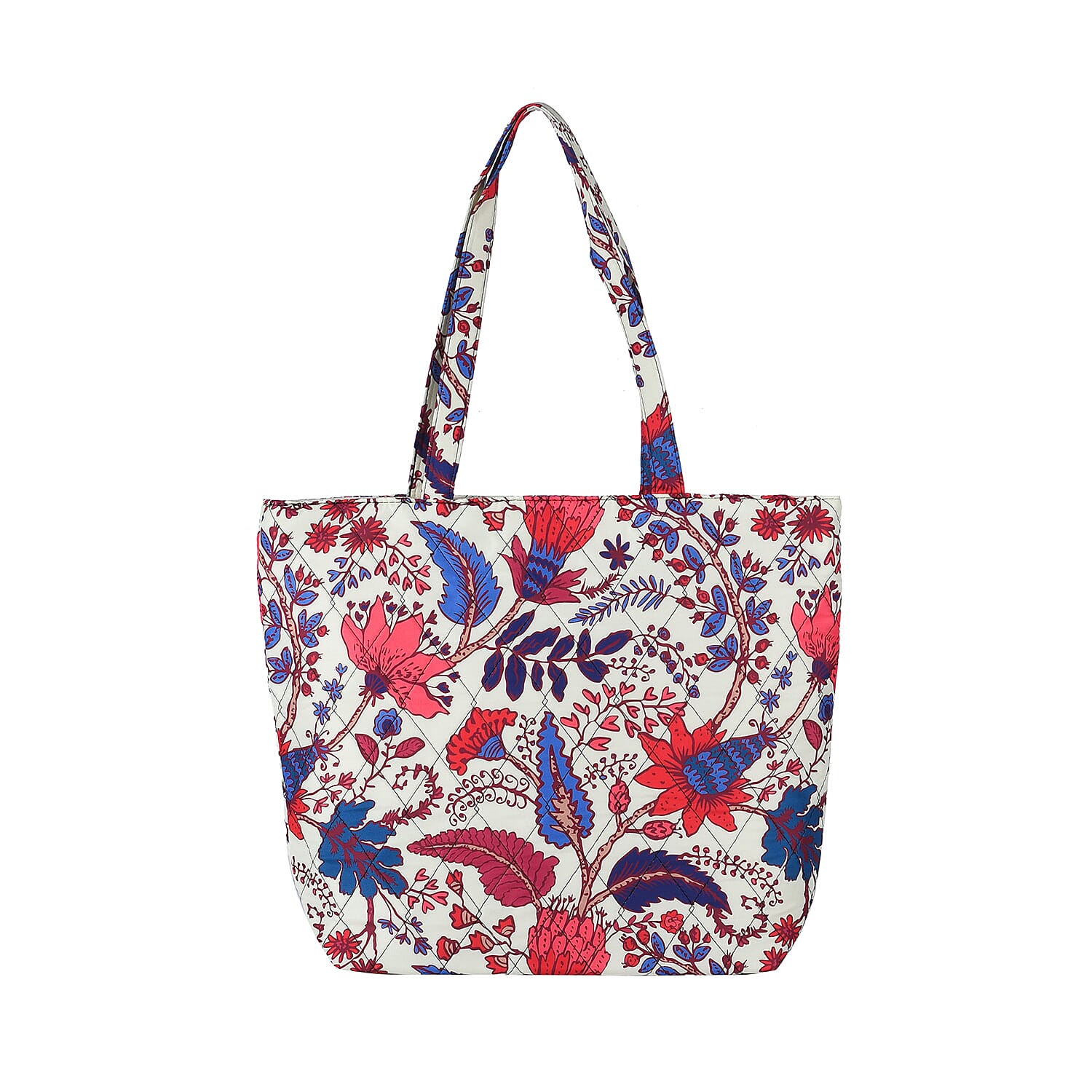 Beige and Mulit Color Flower Pattern Tote Bag (17"x4.5"x13.5")
