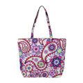 Beige and Mulit Color Flower Pattern Tote Bag (17"x4.5"x13.5") - Sticky add to cart bar