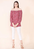 TAMSY Blue Rayon Off Shoulder Top -L - Sticky add to cart bar