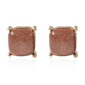 Red Agate Button Shape Stud Earrings in Goldtone 2.00 ctw - Sticky add to cart bar