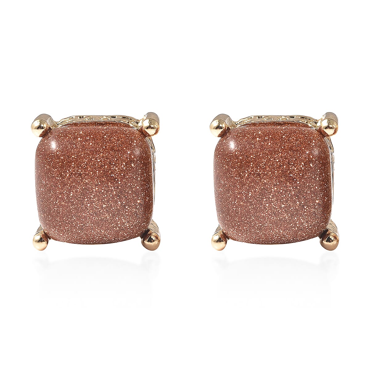 Red Agate Button Shape Stud Earrings in Goldtone 2.00 ctw (1)