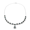 London Blue Topaz and Natural White Zircon Necklace 18 Inches in Platinum Over Sterling Silver 10 Grams 18.30 ctw - Sticky add to cart bar