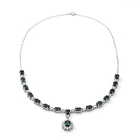 London Blue Topaz and Natural White Zircon Necklace 18 Inches in Platinum Over Sterling Silver 10 Grams 18.30 ctw