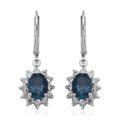 London Blue Topaz and Natural White Zircon Earrings in Platinum Over Sterling Silver 4.10 ctw - Sticky add to cart bar