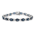 London Blue Topaz and Natural White Zircon Bracelet in Platinum Over Sterling Silver (7.25 In) 9.80 Grams 18.35 ctw - Sticky add to cart bar