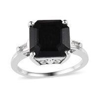 Australian Black Tourmaline and White Topaz Ring in Platinum Over Sterling Silver 5.25 ctw