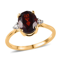 Mozambique Garnet and White Zircon Ring in Vermeil YG Over Sterling Silver (Size 6.0) 2.00 ctw