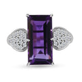 Lusaka Amethyst, White Zircon Ring in Rhodium Over Sterling Silver (Size 8.0) 7.40 ctw - Sticky add to cart bar