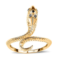 10K Yellow Gold Black Diamond (IR) Snake Ring (Size 7.0) 0.05 ctw