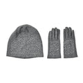 Black 70% Cashmere and 30% Polyester Crystal Pattern Hat (10"x22.84") and 1 Pair Gloves (3.75") - Sticky add to cart bar