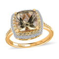 Iliana 18K Yellow Gold AAA Turkizite and SI Natural Yellow and White Diamond Double Halo Ring 4 Grams 4.60 ctw - Sticky add to cart bar