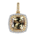 Iliana 18K Yellow Gold AAA Turkizite, SI Natural Yellow and White Diamond Double Halo Pendant 4.40 ctw - Sticky add to cart bar