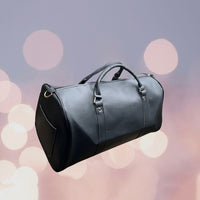 Black Faux Leather Travel Bag (18.89"x12.60"x8.27") with Double Handle Drop