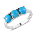 Sleeping Beauty Turquoise 3 Stone Ring in Stainless Steel (Size 5.0) 1.25 ctw - Sticky add to cart bar