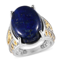 Karis Lapis Lazuli Solitaire Ring in 18K YG Plated and Platinum Bond 11.75 ctw