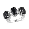 Midnight Sapphire 3 Stone Ring in Stainless Steel 5.20 ctw - Sticky add to cart bar