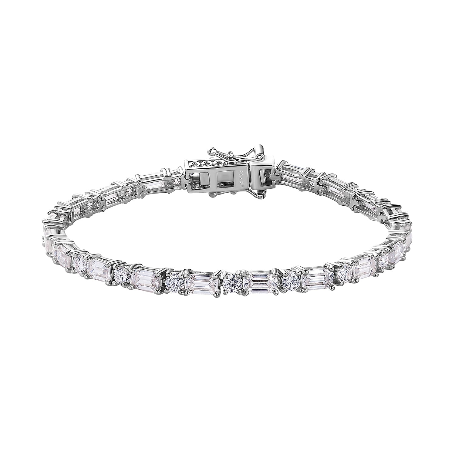 Moissanite Tennis Bracelet in Platinum Over Sterling Silver (6.50 In) 7.35 ctw