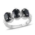 Midnight Sapphire 3 Stone Ring in Stainless Steel 3.25 ctw - Sticky add to cart bar