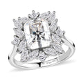 Radiant Cut Moissanite Ring in Platinum Over Sterling Silver 3.40 ctw - Sticky add to cart bar