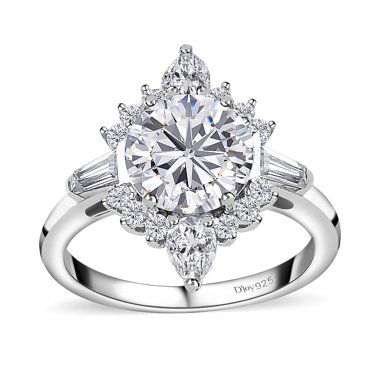 Moissanite Halo Ring in Platinum Over Sterling Silver 2.50 ctw