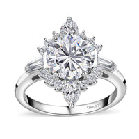 Moissanite Halo Ring in Platinum Over Sterling Silver 2.50 ctw