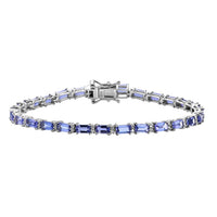Tanzanite and Moissanite Bracelet in Platinum Over Sterling Silver (7.50 In) 9.80 ctw